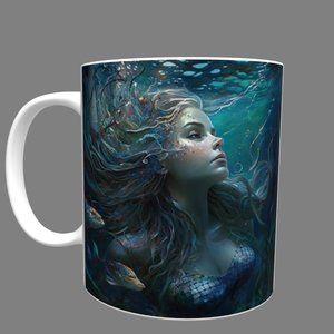 Under The Sea Long Hair Mermaid Mug,Fish Mug,Mermaid Mug,Sea Mug Great Gift